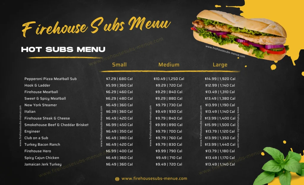Firehouse Subs Menu Hot Subs
