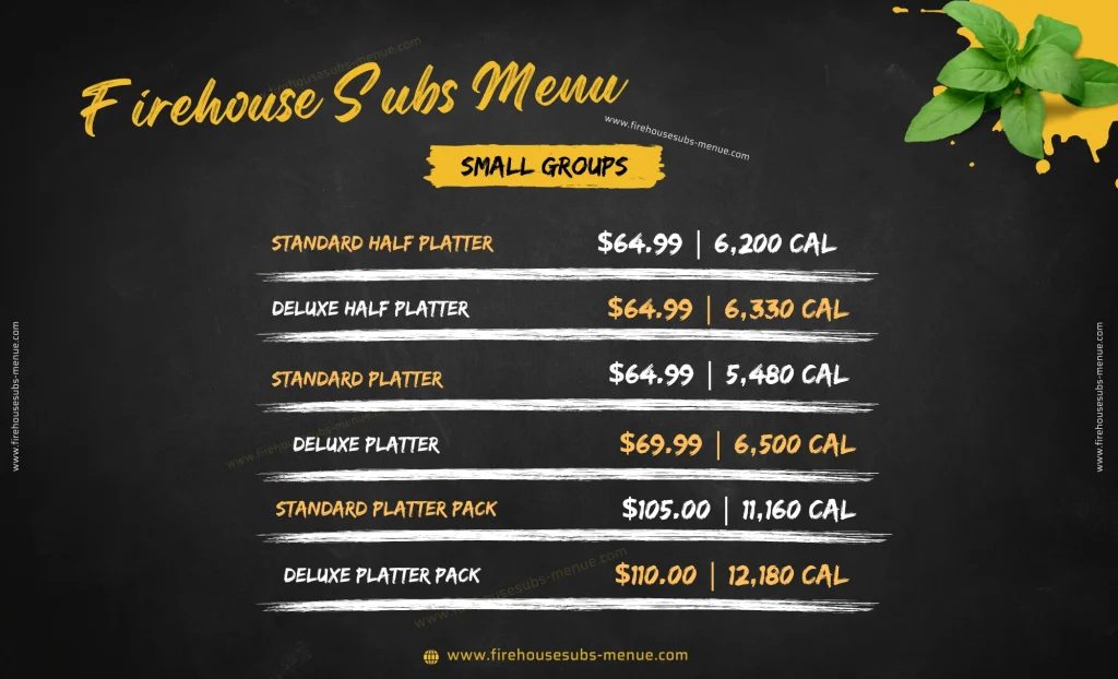 Firehouse Subs Menu Platters