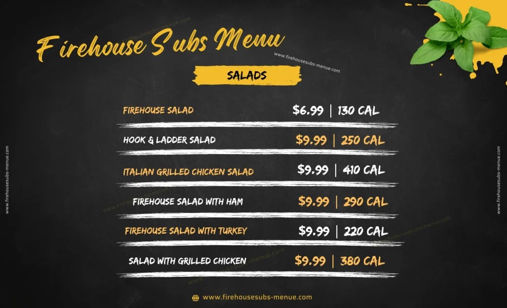 Firehouse Subs Menu Salads