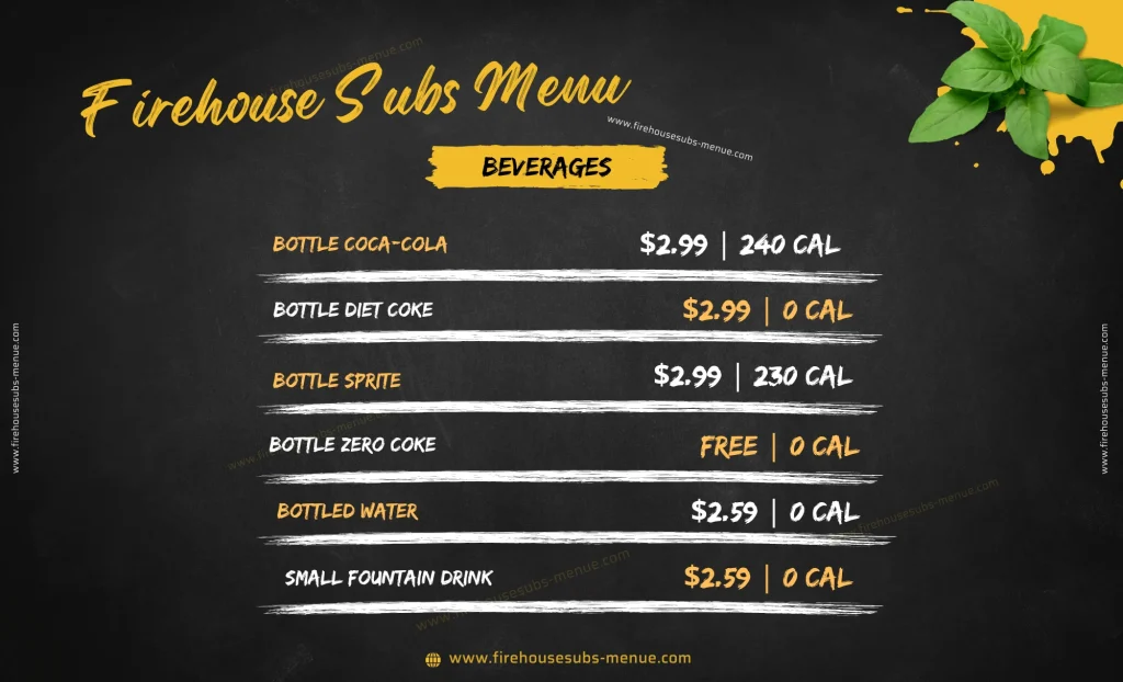 Firehouse Subs Menu beverages